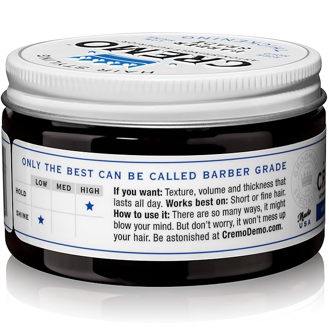 Cremo Premium Barber Grade Hair Styling Thickening Paste High Hold Low Shine 4 Oz &amp Rich-Lathering Italian Bergamot Body Wash for Men Notes of Italian Bergamot Neroli Blossom