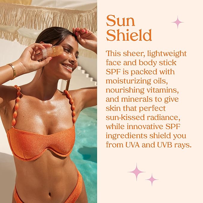 Kopari Sun Shield On-The-Glow Sheer Sunscreen Stick SPF 40 &amp Sun Shield Soft Glow Daily Face SPF 30