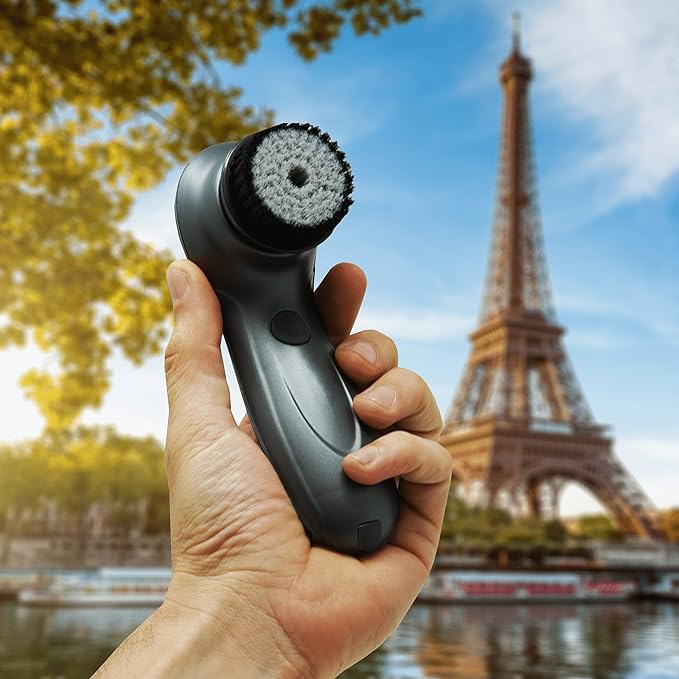 MetroMan Round Tip Facial Cleansing Brush - Waterproof USB Exfoliator - Bi-Directional Rotation - Deep Cleaning Scrubber Brush - Rechargeable Exfoliating Brush - Use with Cleanser (3 Brush Heads)