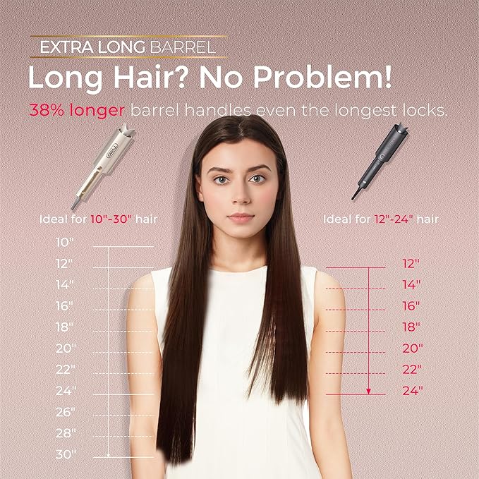 TYMO CurlPro Plus Automatic Rotating Curling Iron - Upgraded Long Barrel Curling Wand for Long Hair Ceramic Hair Curler for Women Anti-Scald Tangle-Free 600M Ionic Dual Voltage Gold 1 1/2 Inch