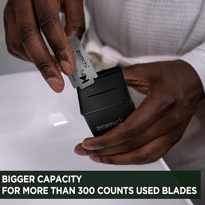 Double Edge Safety Razor with Razor Stand with 100 Counts Safety Razor Blades for Shaving and Razor Blade Bank