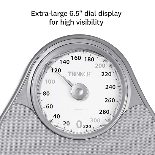 Thinner by Conair Bathroom Scale for Body Weight Extra-Large Analog Scale Measures Weight Up to 330 Lbs. in Silver