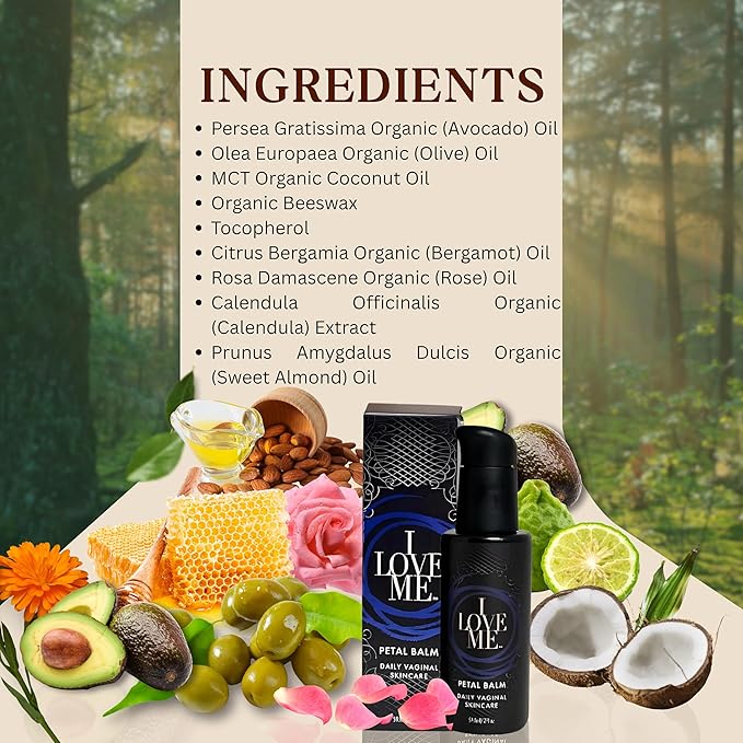 Petal Balm Daily Vaginal Skincare - Vulva Balm for Vaginal Dryness &amp Itching - Clinically Tested Hormone-Free Natural Vaginal Moisturizer for Sensitive Vulvar Skin - Intimate Feminine Care - 2Fl O
