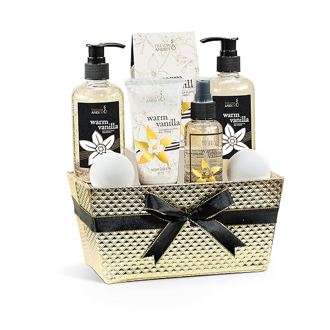 Bath and Body Gift Basket For Women and Men Warm Vanilla Bath &amp Body Collection Includes Shower Gel Bubble Bath Body Lotion Body Mist &amp More – Mother's Day Gift for Mom