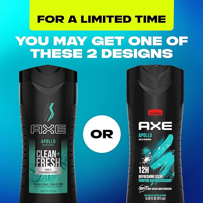 AXE Antiperspirant Deodorant for Men Phoenix 4PK 48H Sweat &amp Body Wash Apollo 4 Count for Long Lasting Freshness Sage &amp Cedarwood Men's Body Wash with Odor-Busting Prebiotics 16 oz