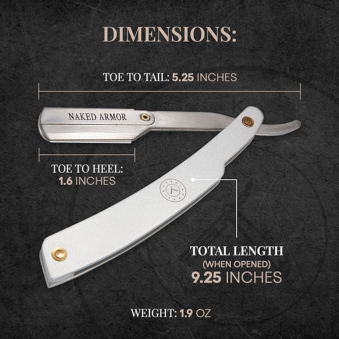 Best Shavette Straight Razor - Replaceable Blade Straight Razor Metal Handle Shavette No Stropping or Honing Great For Beginners Starter Blade Hygienic Close Shave Leather Case (Silver)