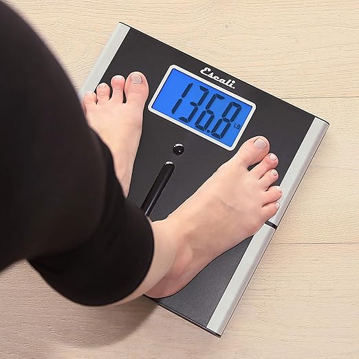 Escali Ultra Slim Easy Read Digital Bathroom Scale for Body Weight with Extra Large Display and High Capacity of 440 lb Batteries Included