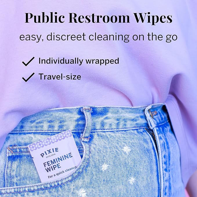 Pixie Organic Cotton Pad Kit for Girls – 64ct Mini &amp 48ct Regular Pads with Wipes – Leak-Proof with Wings – Perfect for Teens &amp Light to Average Flow
