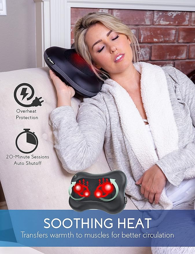 Zyllion ZMA-13RB Rechargeable Shiatsu Pillow Massager (Black) and ZMA-30 Vibrating Peanut Massage Ball (Orange)