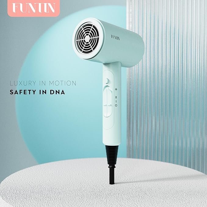 Funtin Hair Dryer Blow Dryer with Diffuser Brush Comb 1800W Full Accessories for Women Professional Tifunny Blue