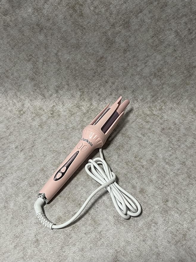 Curlksta Electric Hair Curling Irons with 4 Temperature &amp 3 Timer Automatic Shut-Off Anti-Scald Anti-Tangle Rotating Curling Wand for Hair Styling Pink