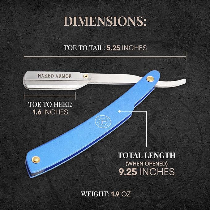 Best Shavette Straight Razor - Replaceable Blade Straight Razor Metal Handle Shavette No Stropping or Honing Needed Great For Beginners Starter Blade Hygienic Close Shave Leather Case (Blue)