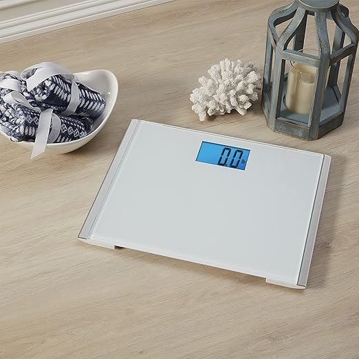 Eat Smart Precision Plus Scale Wide Body Bath Scale for Body Weight White