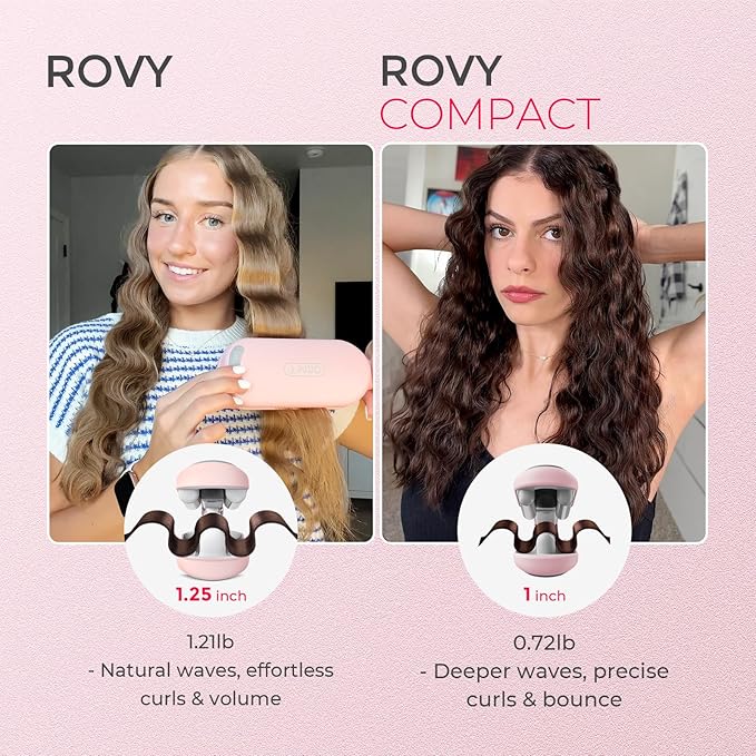 Curling Iron Hair Crimper Waver - TYMO ROVY Beach Waves Curling Wand Ionic Deep Waver Hair Curler Tool with Ceramic 3 Barrel for Women Dual Voltage Anti-Scald Easy to Use Pink 1 Inch (Pack of 2)