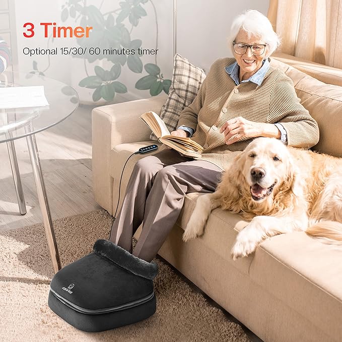 COMFIER Foot Massager with Heat Electric Foot Warmer Shiatsu Feet Massager Machine for Plantar FasciitisNeuropathy 2-in-1 Foot &amp Back Massager Foot Heater for WomenMen