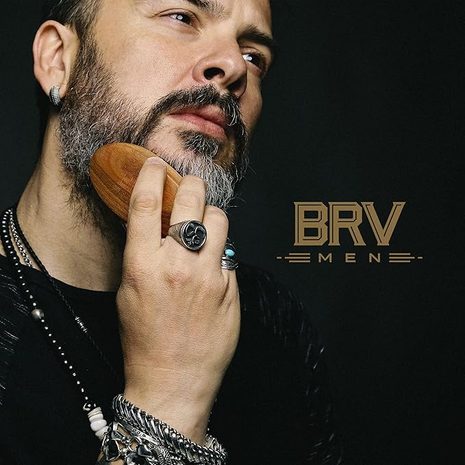 BRV MEN Facial Scissors and Beard Brush Kit | 4.2 High Carbon Stainless Steel Trim Scissors &amp First-Cut Boar Hair Brush