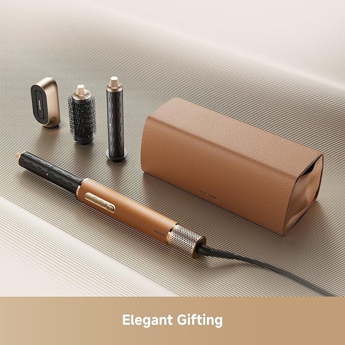 DREAME AirStyle Suite Pro Hair Styler &amp High-Speed Dryer 110000 RPM Motor 3 Essential Snap-On Attachments for Curling Volumizing &amp Fast Dry Frizz Control Cool Shot Luxury Leather Travel