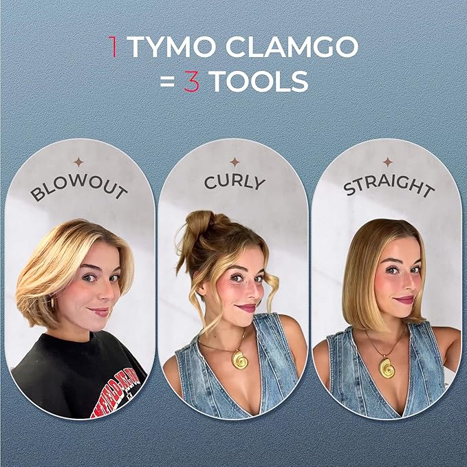 TYMO Long Barrel Automatic Curling Iron + Flat Iron Curling Iron for Quick Easy Curls and Straight Style for Long Short Hair