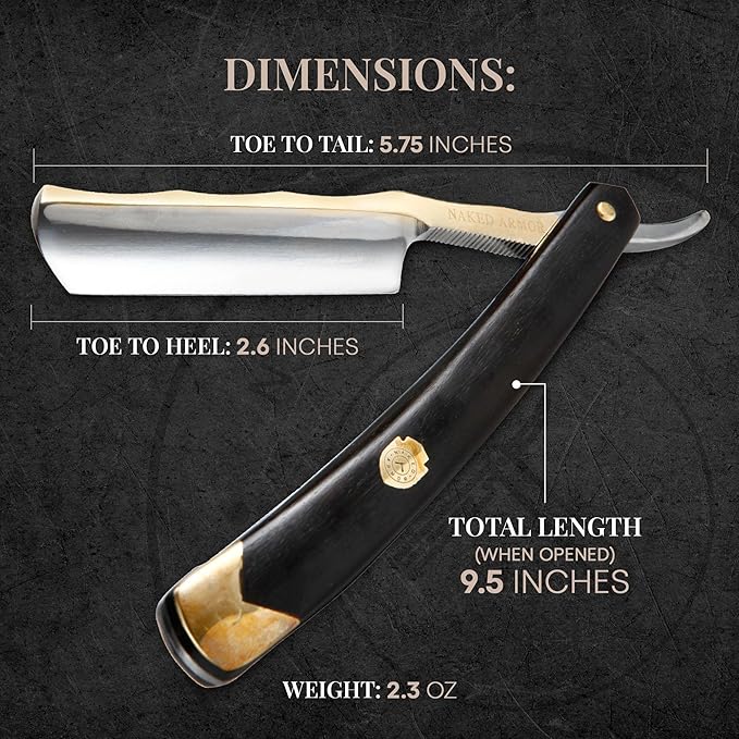 Complete Straight Razor Kit - Straight Razor Shaving Kit for Men with Gold Japanese Stainless Steel Blade Leather Strop Shave Soap Shaving Brush Strop Paste Leather Case Gift Box