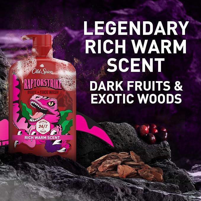 Old Spice Cleansing Body Wash for Men3X Defense24/7 Shower Fresh with Lasting Scent2-in-1 Body &amp Face WashRaptorstrike with Dark Berry Scent33.4 oz(Pack of 2)