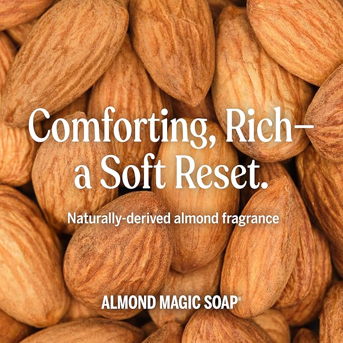 Dr. Bronner's Pure-Castile Magic Liquid Soap (Almond 32 Ounce 2-Pack)- Made with Regenerative Organic Certified Oils 18-in1 Uses: Face Hair Hand &amp Body Soap Laundry Pets- Concentrated Vega