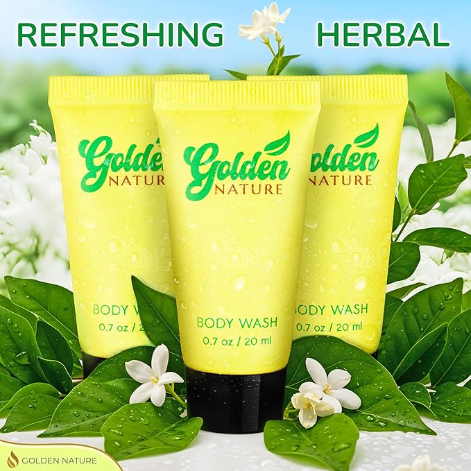 Travel Size Hotel Body Wash - Jasmine 0.7 fl oz 100 PK - Delight Your Guests with Soothing &amp Refreshing Body Wash - Bulk Small Size Toiletries for Airbnb Motels &amp Guest Rooms