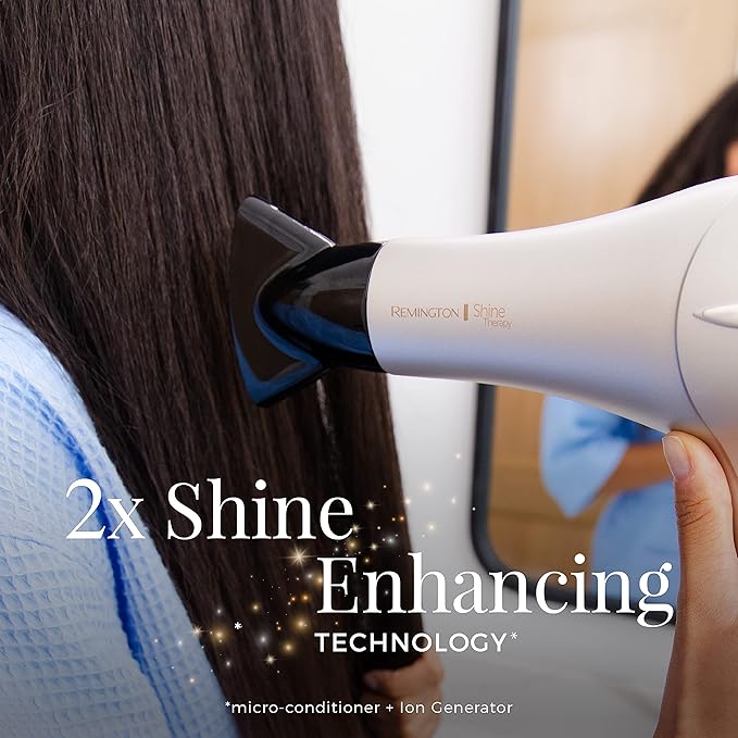 REMINGTON Shine Therapy Argan Oil &amp Keratin Hair Dryer/Blow Dryer (Pack of 2)