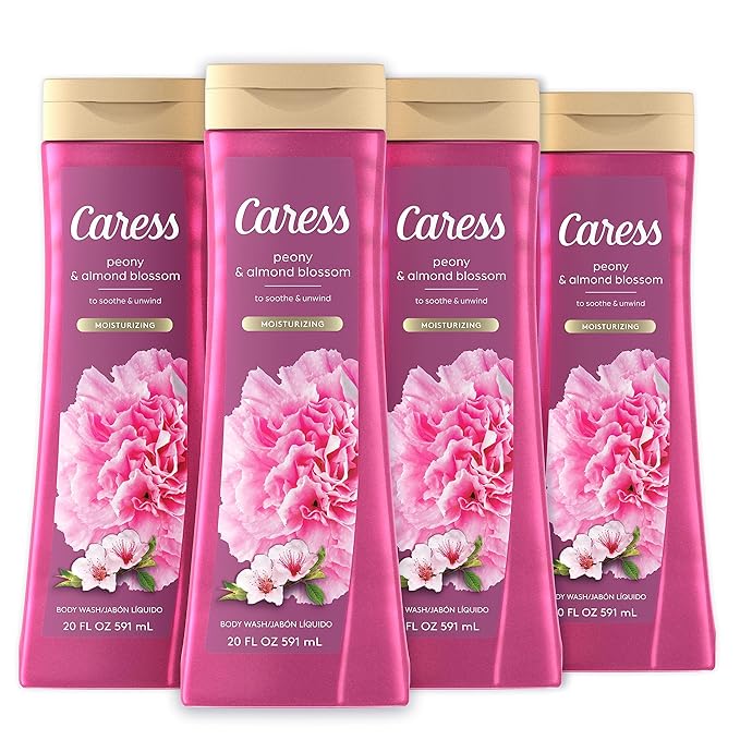 Caress Body Wash for Women Black Orchid &amp Patchouli Oil and Peony &amp Almond Blossom Relaxing and Moisturizing Shower Gel 20 fl oz 4 Pack Bundle