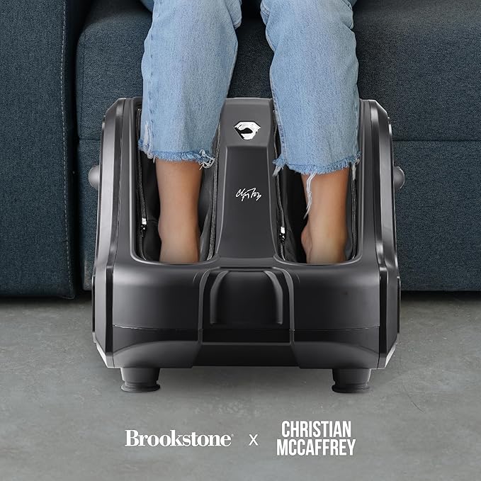 Brookstone Foot and Calf Massager with Heat Adjustable Intensity Deep Tissue Relief &amp Circulation Support