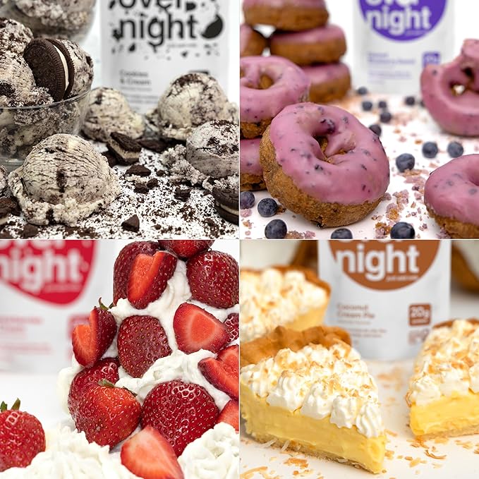 Oats Overnight Party Variety Pack - High Protein High Fiber Breakfast Protein Shake - Gluten Free Oatmeal Non GMO Oatmeal - Cookies &amp Cream Coconut Cream Pie &amp More Flavors (8 Pack)