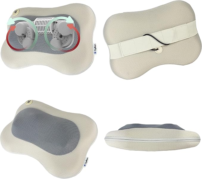 Zyllion Shiatsu Back and Neck Massager with Heat - 3D Electric Kneading Deep Tissue Massage Pillow for Muscle Pain Relief Cream ZMA-13