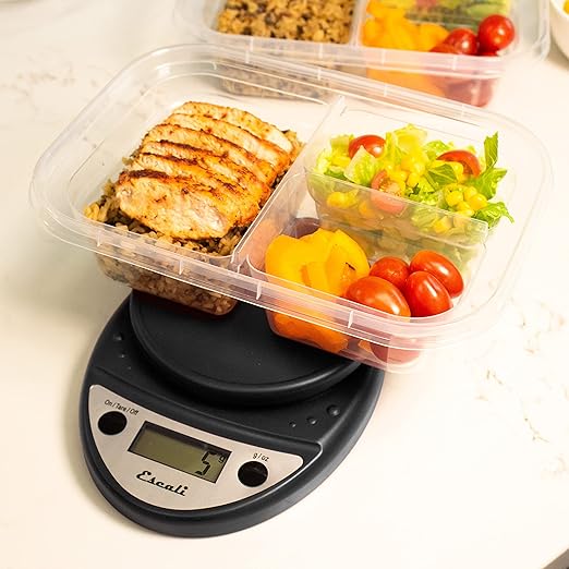 Escali Primo Digital Food Scale Multi-Functional Kitchen Scale and Baking Scale for Precise Weight Measuring and Portion Control 8.5 x 6 x 1.5 inches Black