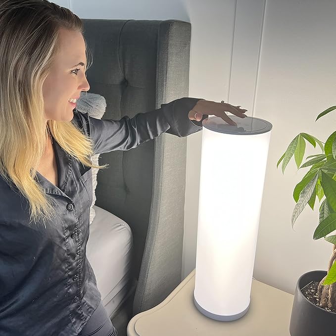Light Therapy Lamp 24in 10000 LUX - LED Mood and Sunlight Lamp with 360 Degree Light Therapy to Fight Low Energy and Sunlight Deprivation for Home and Office Use White