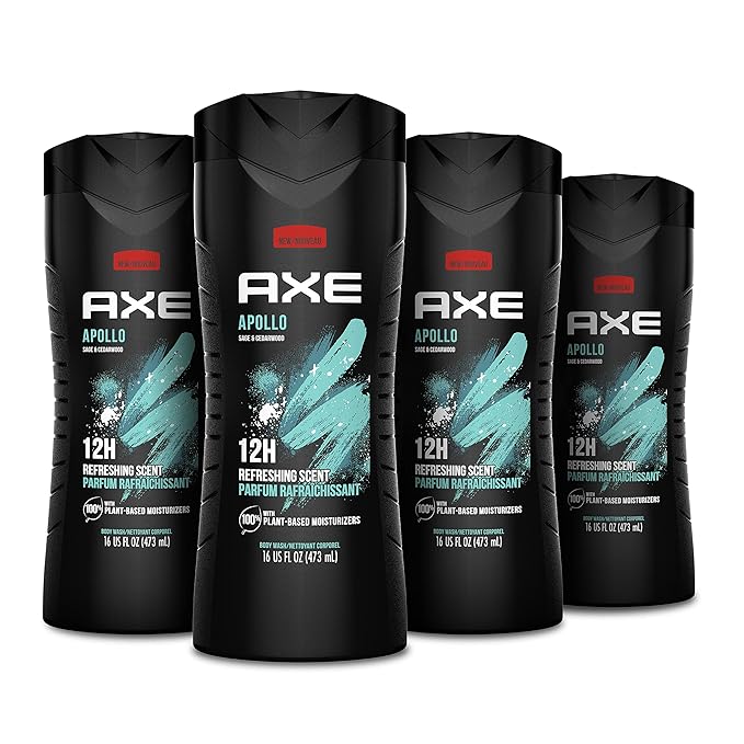 AXE Antiperspirant Deodorant for Men Phoenix 4PK 48H Sweat &amp Body Wash Apollo 4 Count for Long Lasting Freshness Sage &amp Cedarwood Men's Body Wash with Odor-Busting Prebiotics 16 oz