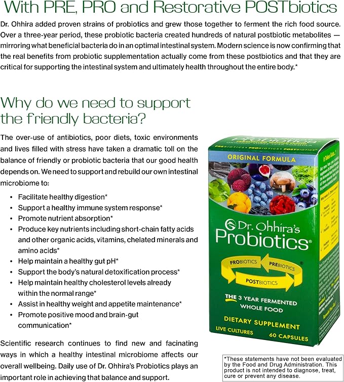 Essential Formulas Dr. Ohhira’s Probiotics Original Formula with 3 Year Fermented Prebiotics Live Active Probiotics and the only Product with Postbiotic Metabolites 60 Capsules