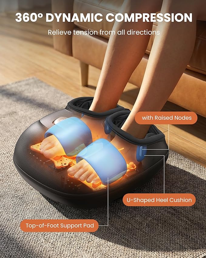 CILI Foot Massager with HeatHeated Feet Massager for Plantar Fasciitis &amp Neuropathy Pain Relief Deep Kneading Vibration Compression