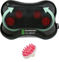 Zyllion Rechargeable Shiatsu Back Massager (Black) and Hair Brush Scalp Massager (Pink) Bundle