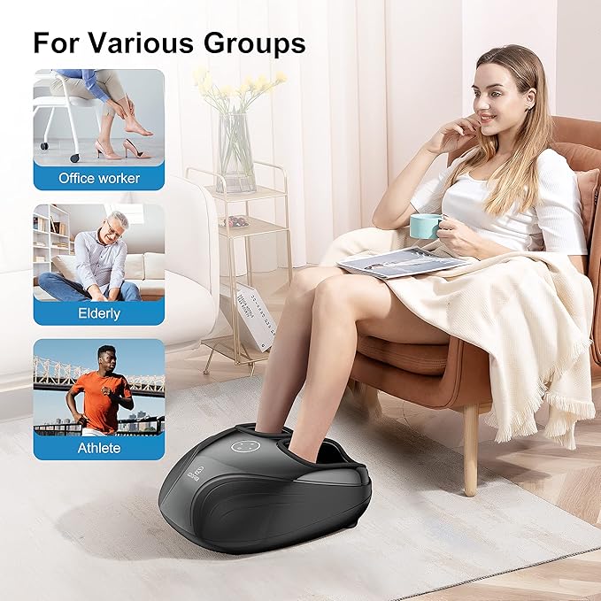 COMFIER Shiatsu Foot Massager with HeatFeet Massager for NeuropathyPlantar Fasciitis Kneading Rolling CompressionFits up to Men Size 12Home Office UseGifts for WomenMen