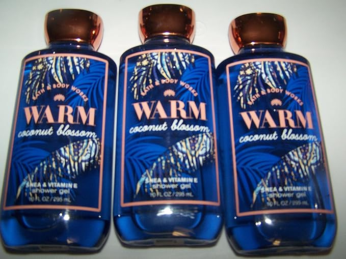 Lot of 3 Bath &amp Body Works Warm Coconut Blossom Shea &amp Vitamin E Shower Gel 10 oz