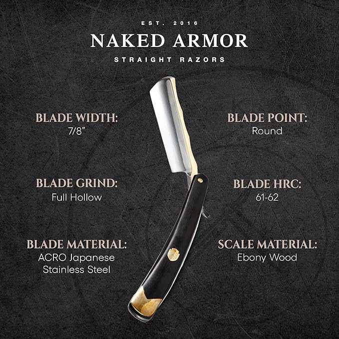 Complete Straight Razor Kit - Straight Razor Shaving Kit for Men with Gold Japanese Stainless Steel Blade Leather Strop Shave Soap Shaving Brush Strop Paste Leather Case Gift Box