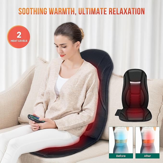 Snailax Vibration Back Massager with Heat &amp Shiatsu Foot Massager with Heat – Complete Full-Body Relief for Office Home