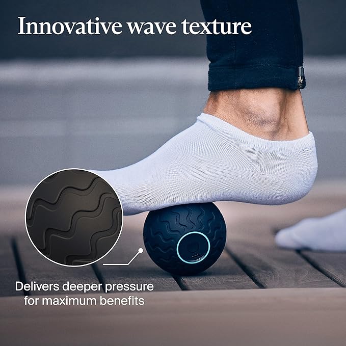 Therabody WaveSolo - Handheld Bluetooth Enabled Massage Device Ultra Portable Vibration Therapy Ball w/QuietRoll Technology &amp 3 Customizable Vibration Frequencies