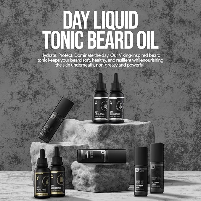 The Beard Struggle - Day Liquid Tonic Beard Oil - Silver Collection (Alfheim's Forests) - Beard Oil for Men - Moisturize Softens Hair Reduces Itch - Day Time Beard Growth Oil (1 Fl oz)