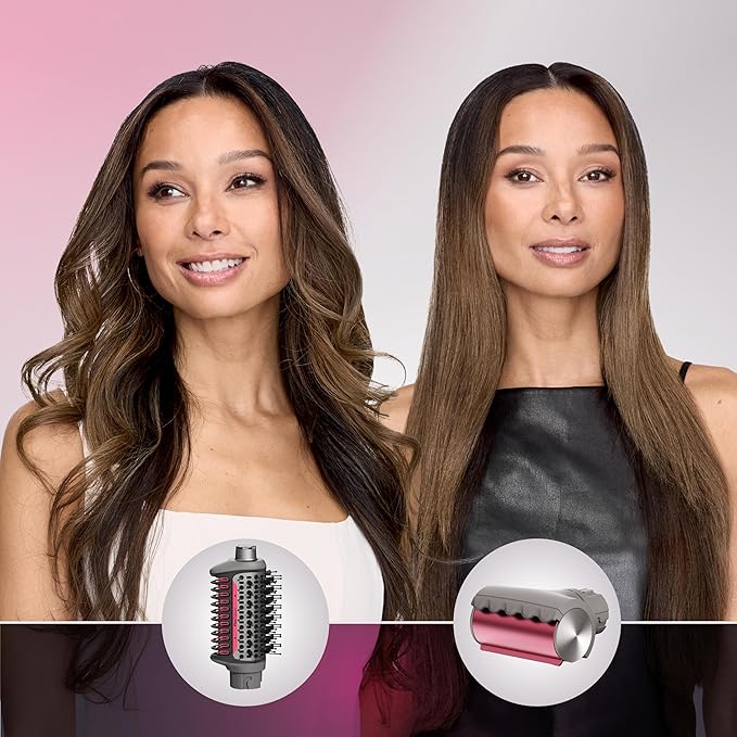 Shark FlexFusion Hair Dryer with Fusion Hair Brush Diffuser Ceramic Air Styler with Auto-Wrap Hair Curlers Ceramic Plates Metallic Mist HD642