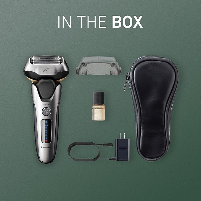 Panasonic ARC5 Electric Razor for Men Face Wet &amp Dry Shavers with Foil Shaver Pop-up Trimmer Ultra-Fast 5-Blade Smart Shave Sensor 16D Flexible Pivoting Head - ES-ALV6HS (Silver)