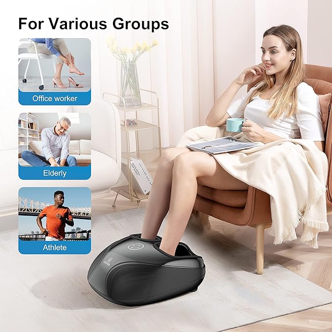 COMFIER Shiatsu Feet Massager MachineBirthday Gifts for Men&ampWomenFoot Massager with HeatKneading Rolling Compression for Plantar FasciitisNeuropathy Fits up to Men Size 12 for Home Office Use