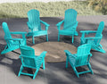 Plawdlik Folding Adirondack Chair Set of 6 with Cup HolderWooden Textured Heavy All-Weather HDPE Comfortable Set Poolside Backyard Lawn Aruba Blue