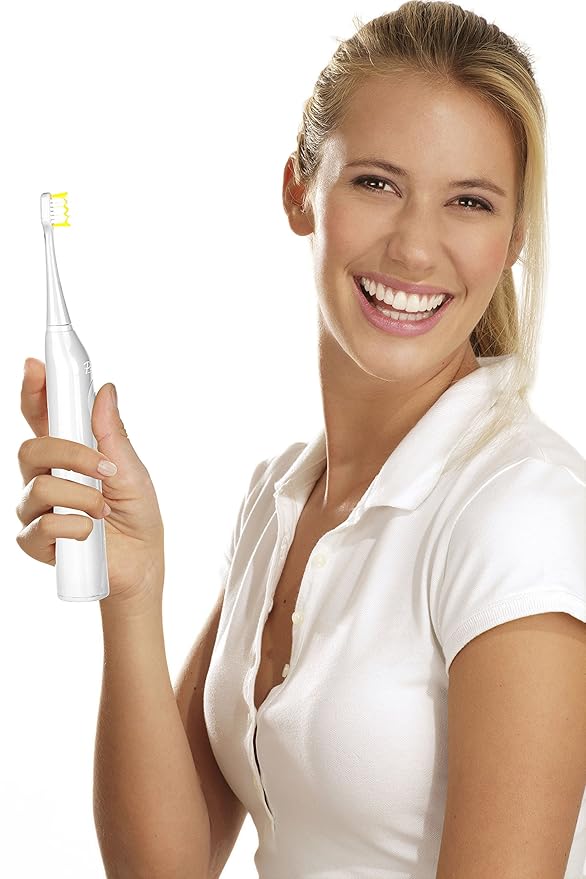Pursonic S430 SmartSeries Electronic Power Rechargeable Sonic Toothbrush with 40000 Strokes Per Minute 12 Brush Heads Included (White)