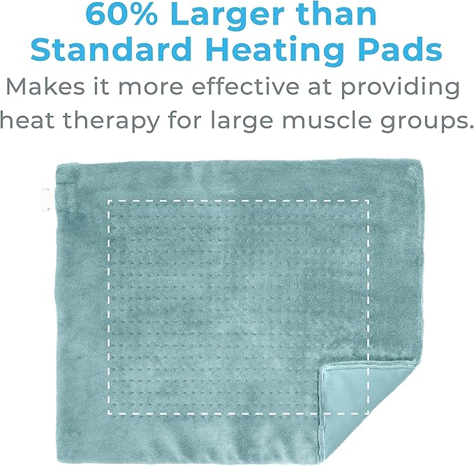 Pure Enrichment PureRelief Ultra-Wide Microplush Heating Pad - 20” x 24” XXL Size &amp 6 Heat Settings for Temporary Neck Shoulder &amp Back Pain Relief - Moist Heat Option &amp Machine Washable (