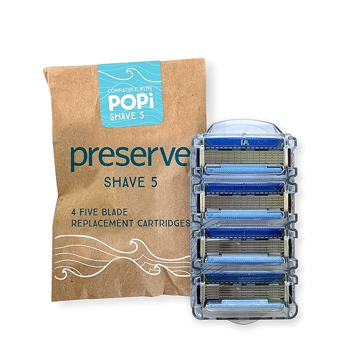 Preserve Coral Pink POPi Shave 5 Razor System 5 Blade Cartridge Modern Style Plastic Material Unisex 6 Count Bundle